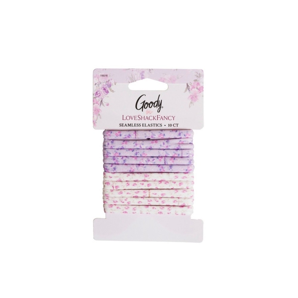 LoveShackFancy x Goody Hair Ties Seamless Elastics Floral Ponytail Holders 10 CT
